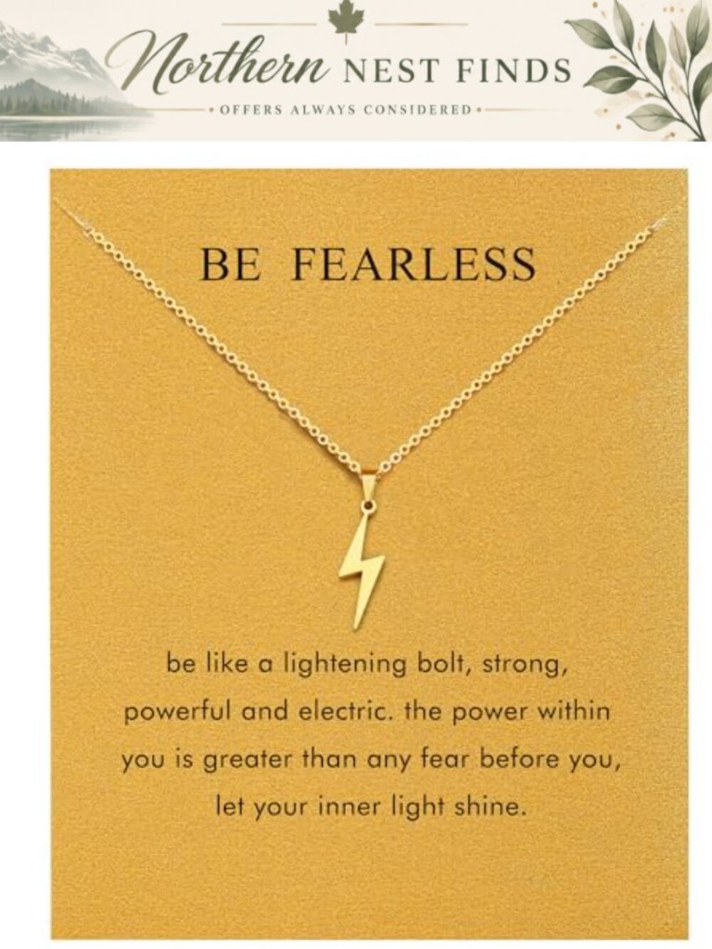 Stainless Steel Lightning Bolt Pendant Necklace 17in Chain